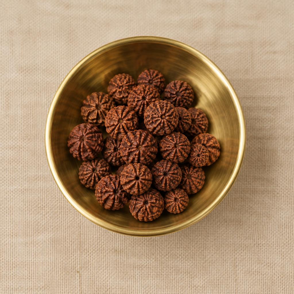 5 Mukhi Nepali Japa Mala — 108+1, 10mm — loose beads (sample photograph)