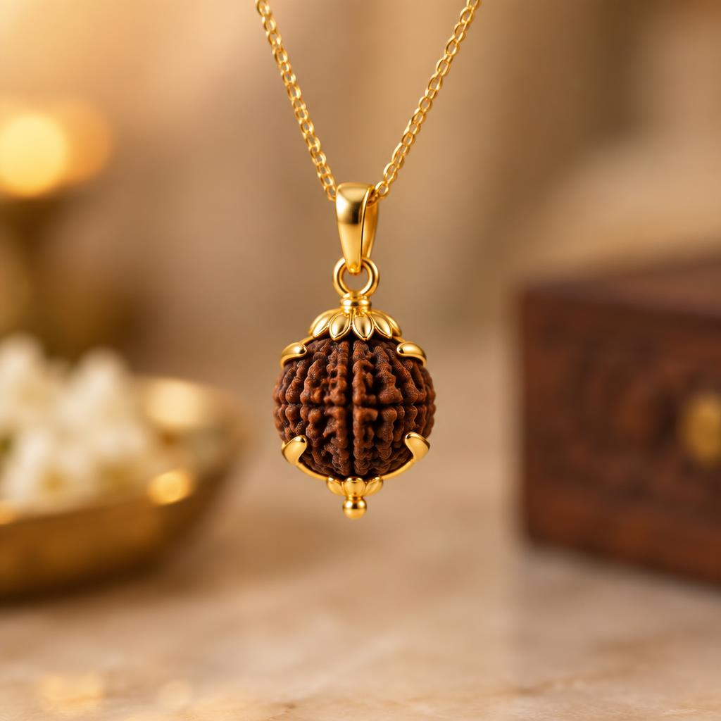 3 Mukhi Pendant — Silver Cap — alternative setting (sample photograph)